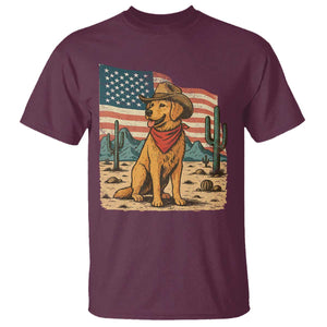 Patriotic Cowboy Dog T Shirt American Flag Western Country TS14 Maroon Print Your Wear