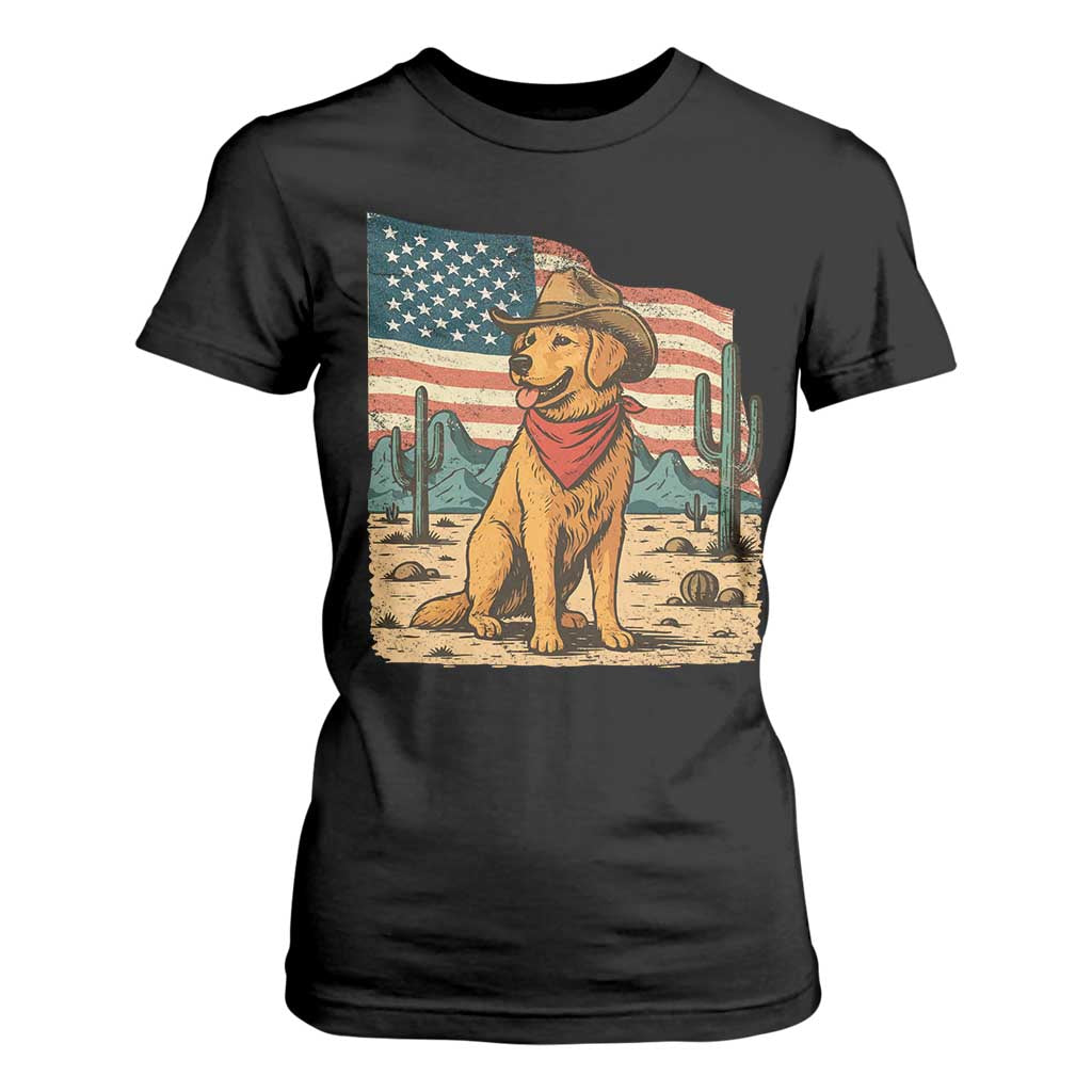 Patriotic Cowboy Dog T Shirt For Women American Flag Western Country TS14 Black Print Your Wear