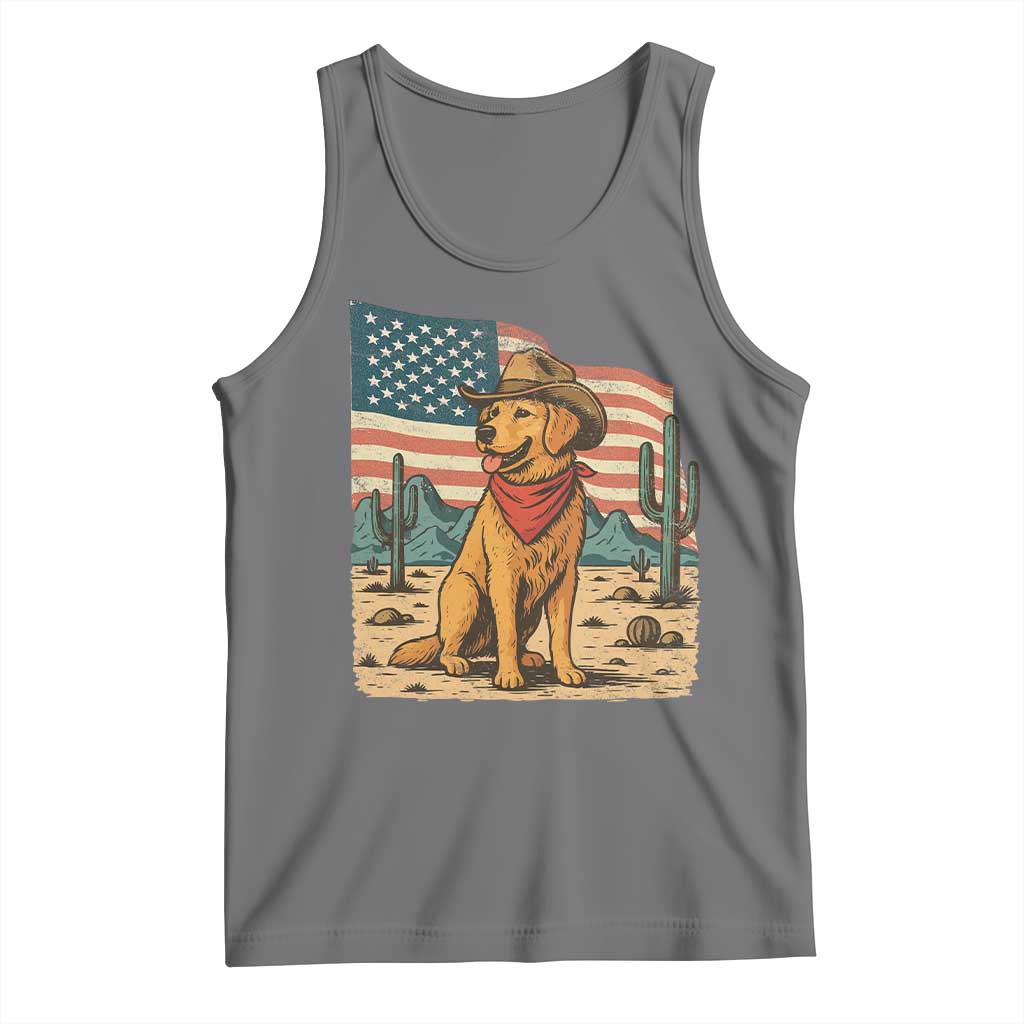 Patriotic Cowboy Dog Tank Top American Flag Western Country TS14 Black Heather Print Your Wear