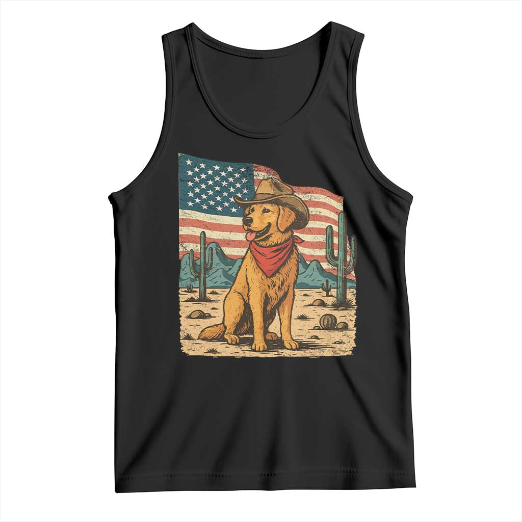 Patriotic Cowboy Dog Tank Top American Flag Western Country TS14 Black Print Your Wear