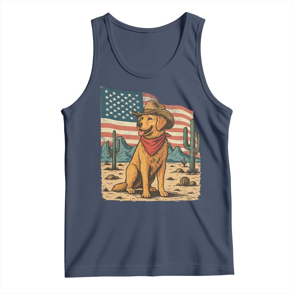 Patriotic Cowboy Dog Tank Top American Flag Western Country TS14 Navy Print Your Wear