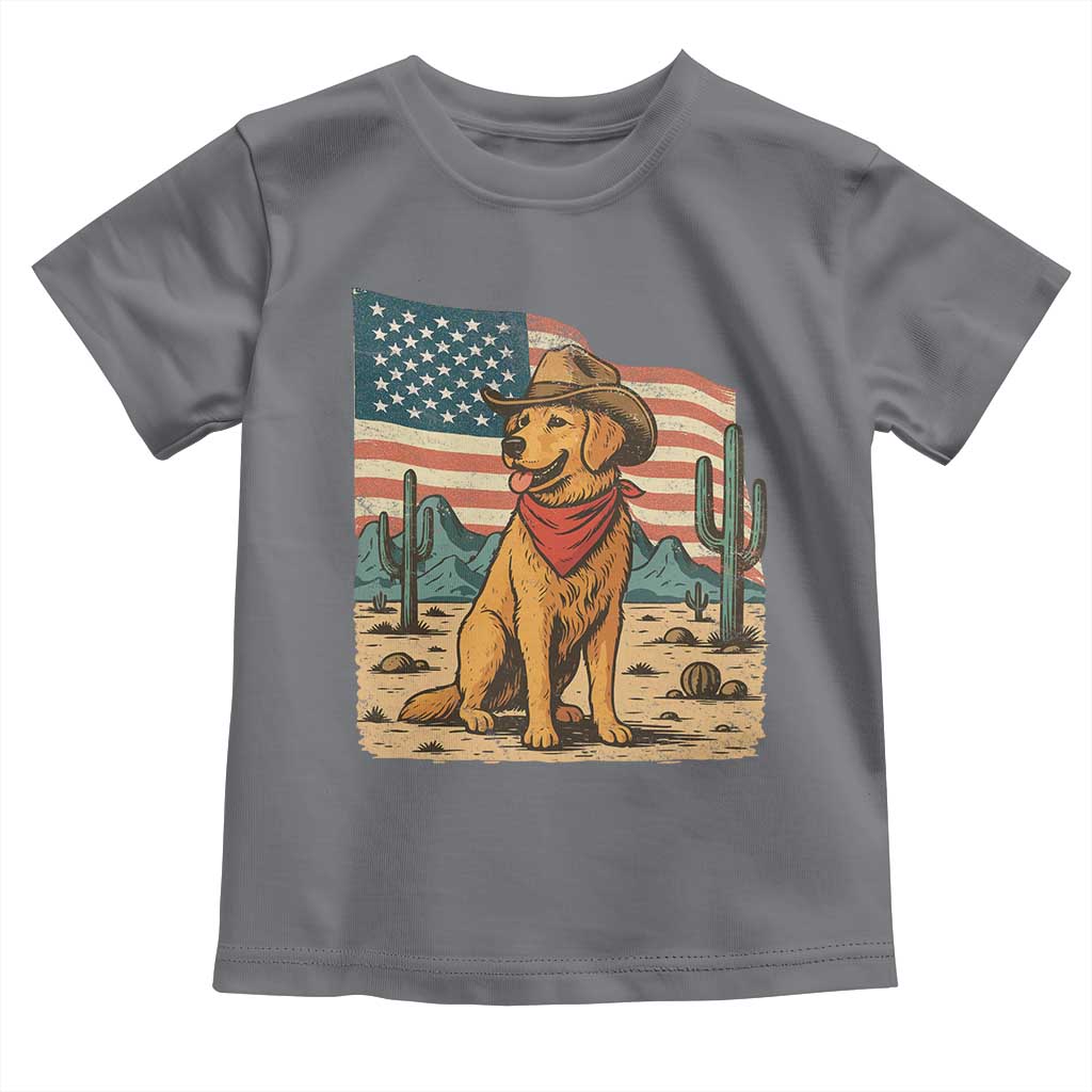 Patriotic Cowboy Dog Toddler T Shirt American Flag Western Country TS14 Charcoal Print Your Wear