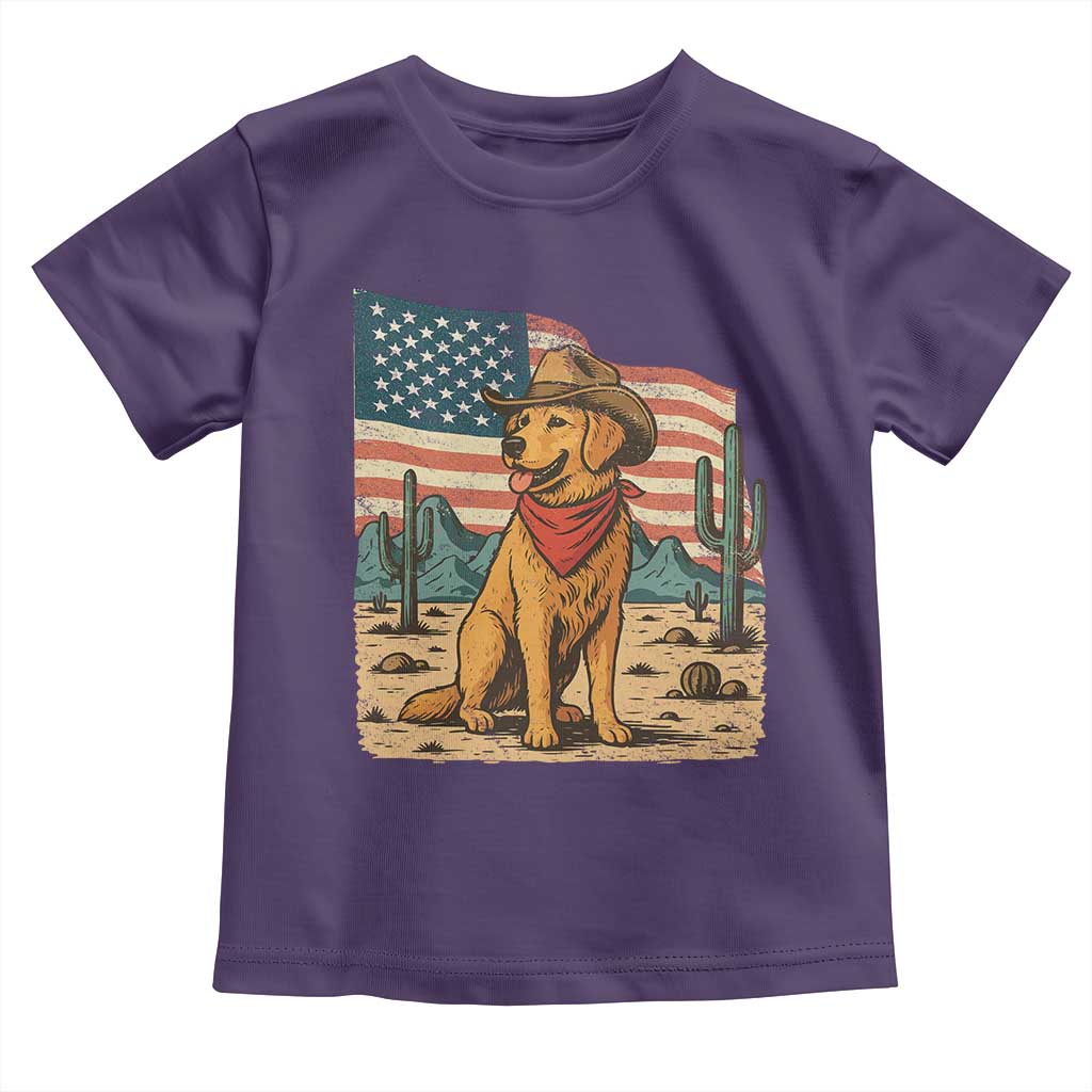 Patriotic Cowboy Dog Toddler T Shirt American Flag Western Country TS14 Purple Print Your Wear