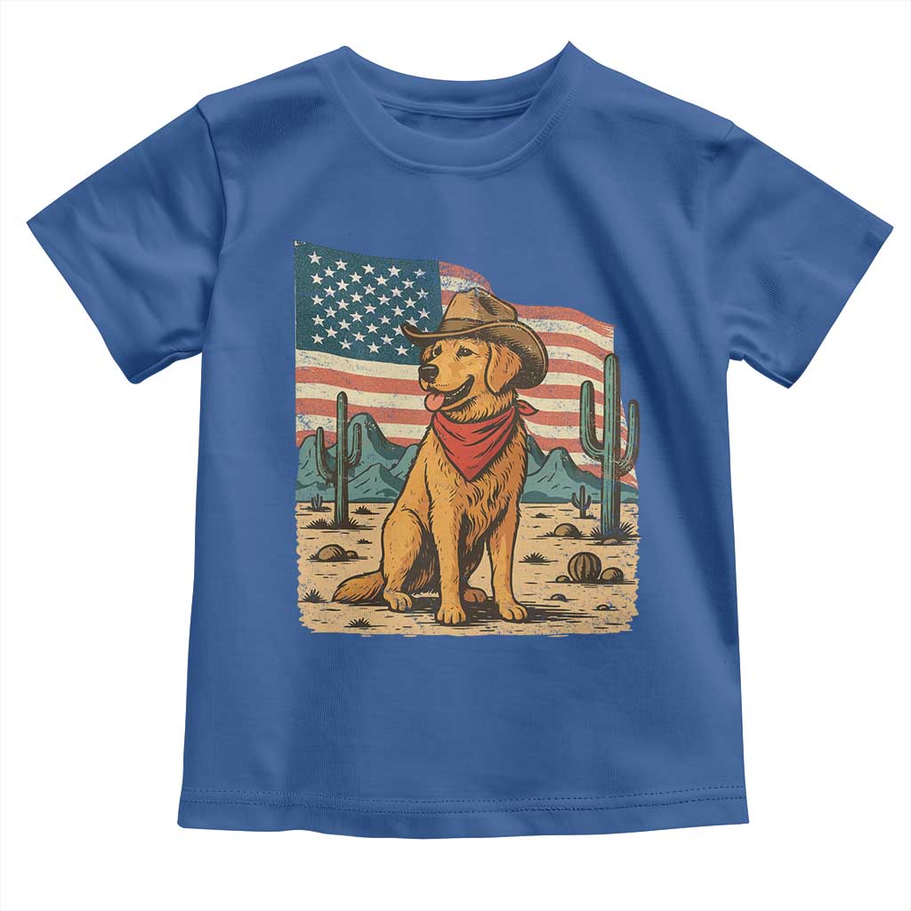 Patriotic Cowboy Dog Toddler T Shirt American Flag Western Country TS14 Royal Blue Print Your Wear