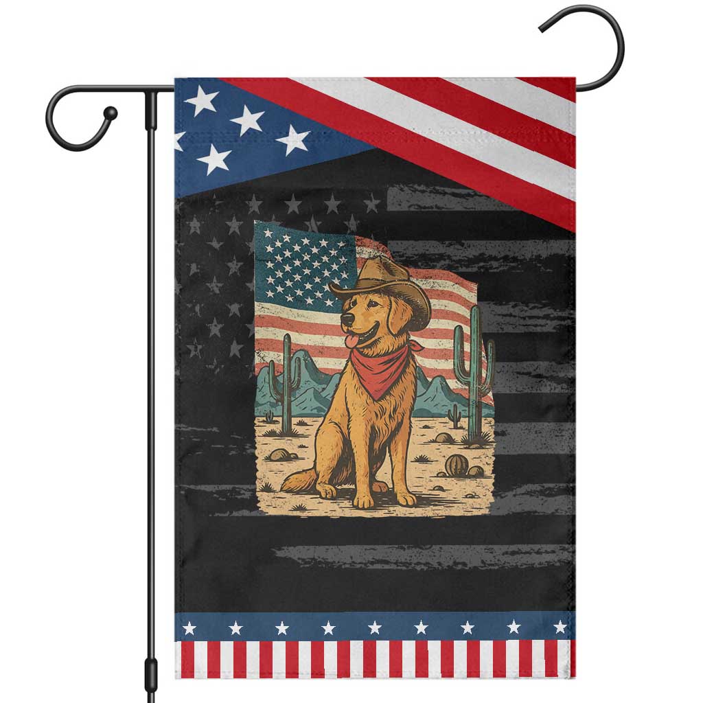 Patriotic Cowboy Dog Garden Flag American Flag Western Country TS14 Distressed Black Blue Print Your Wear