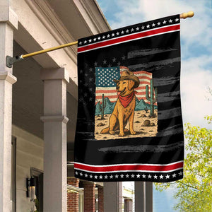 Patriotic Cowboy Dog Garden Flag American Flag Western Country TS14 Distressed Black Red Print Your Wear