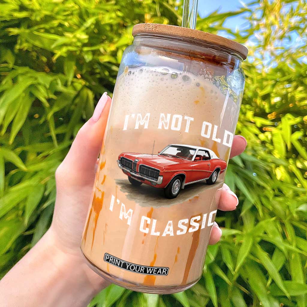 I'm Not Old I'm Classic Glass Can Vintage 1970 Mercury Cougar Hardtop Classic Car Enthusiast