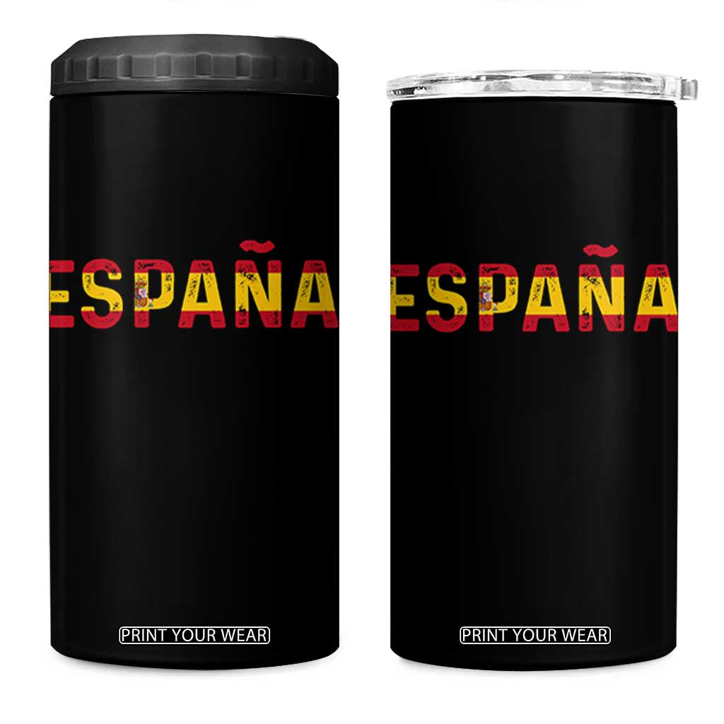 Spain Spanish Flag Espana Pride 4 in 1 Can Cooler Tumbler TS14 One Size: 16 oz Black Print Your Wear