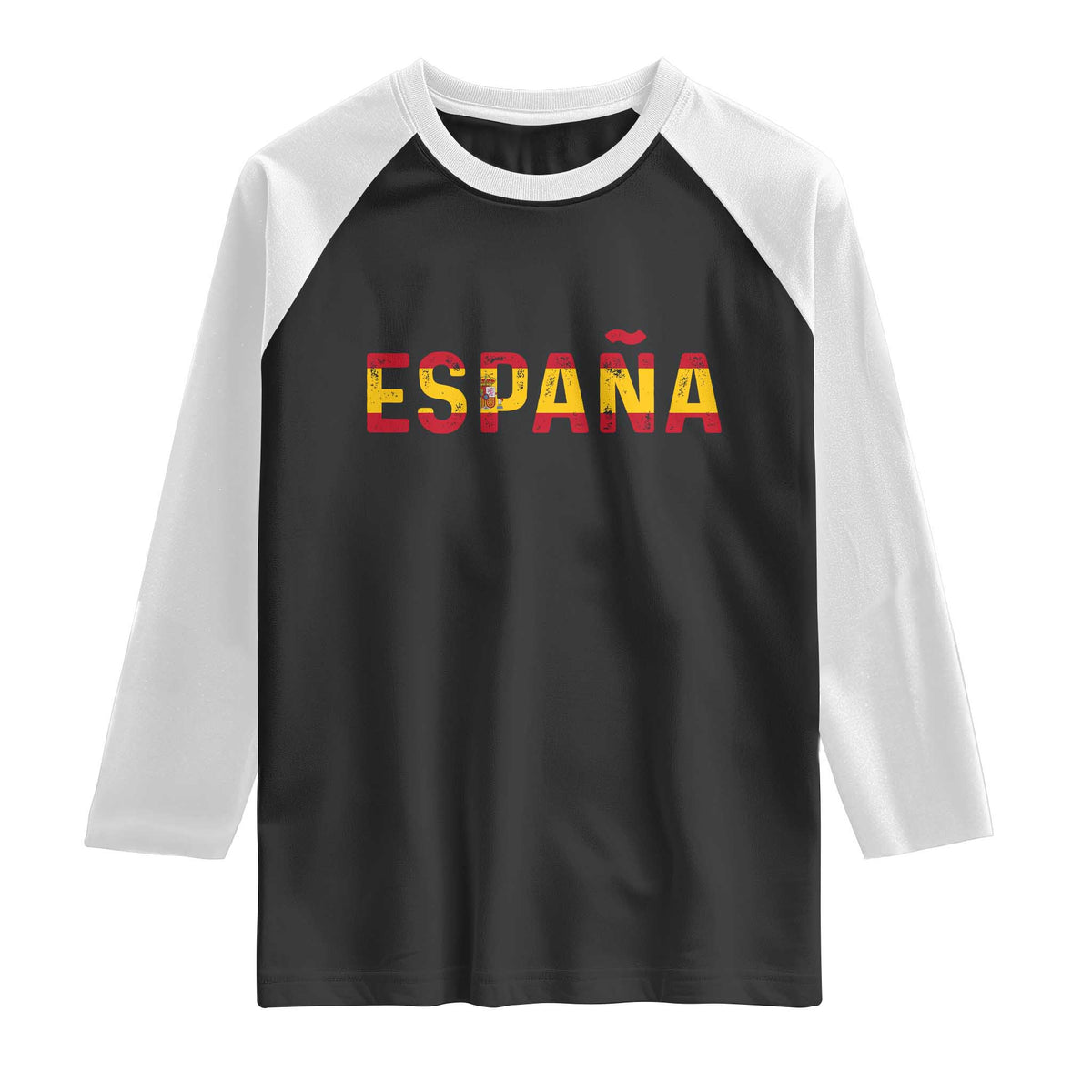 Spain Spanish Flag Espana Pride Raglan Shirt TS14 Black White Print Your Wear