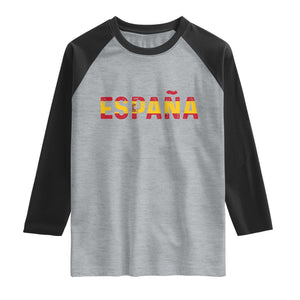 Spain Spanish Flag Espana Pride Raglan Shirt TS14 Heather Gray Black Print Your Wear