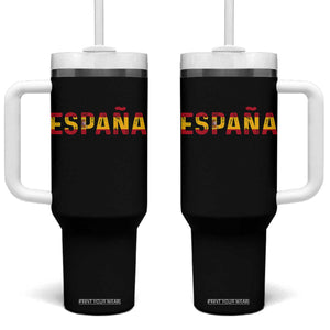 Spain Spanish Flag Espana Pride Tumbler With Handle TS14 One Size: 40 oz Black Print Your Wear