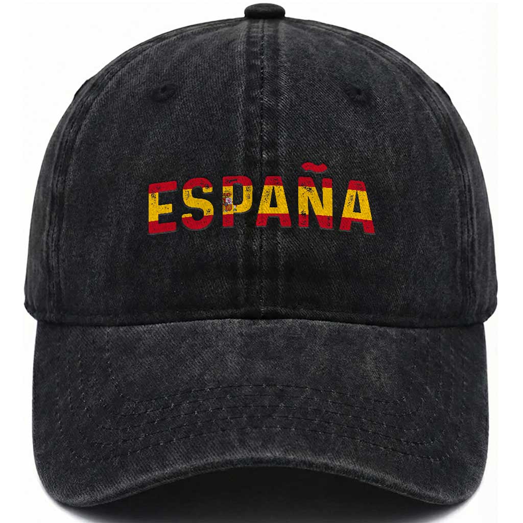 Spain Spanish Flag Espana Pride Washed Cotton Baseball Cap TS14 Print Your Wear