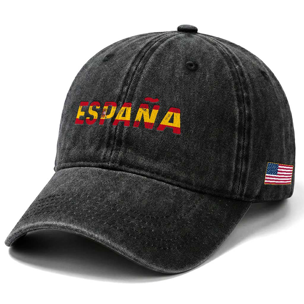 Spain Spanish Flag Espana Pride Washed Cotton Baseball Cap TS14 Print Your Wear