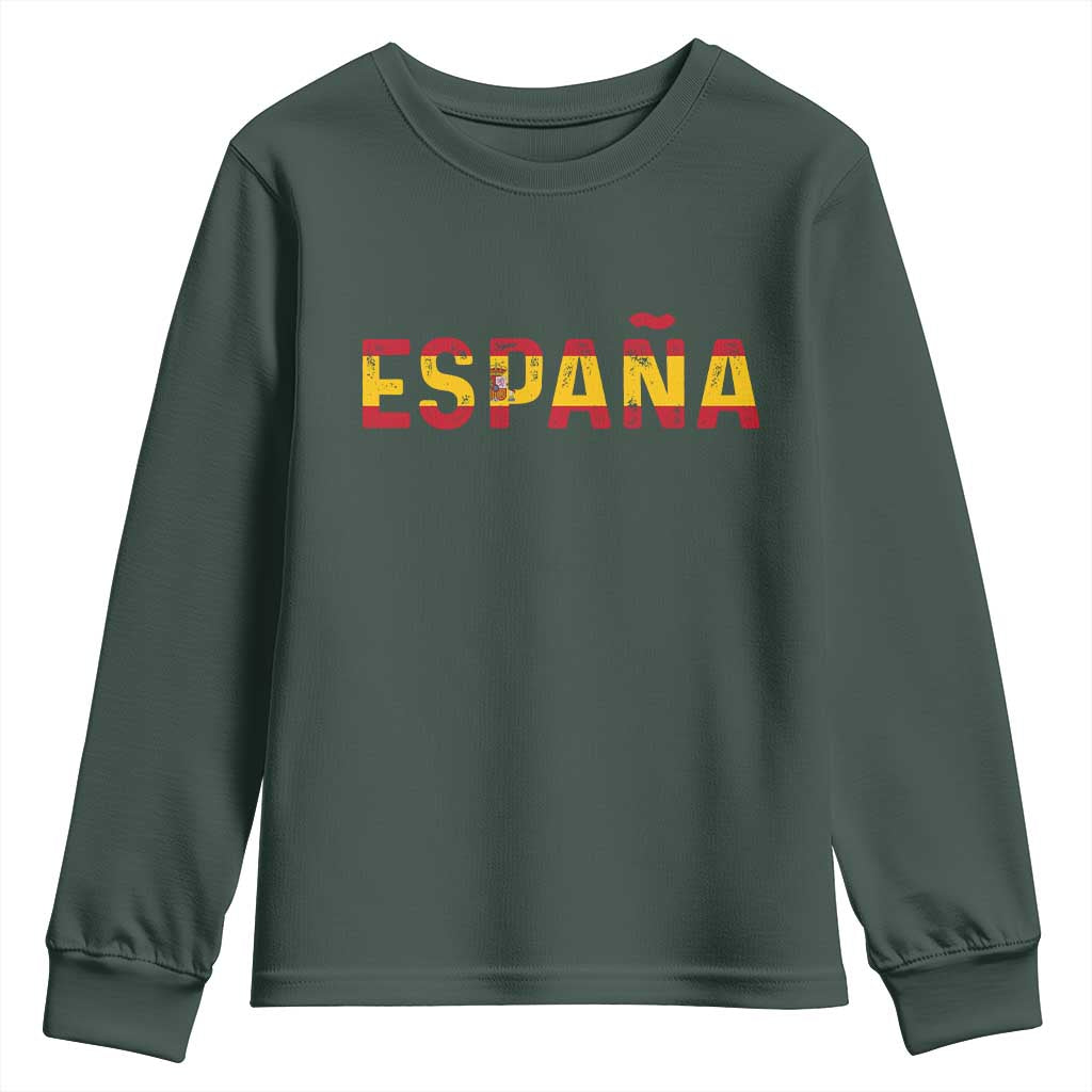 Spain Spanish Flag Espana Pride Youth Sweatshirt TS14 Dark Forest Green Print Your Wear