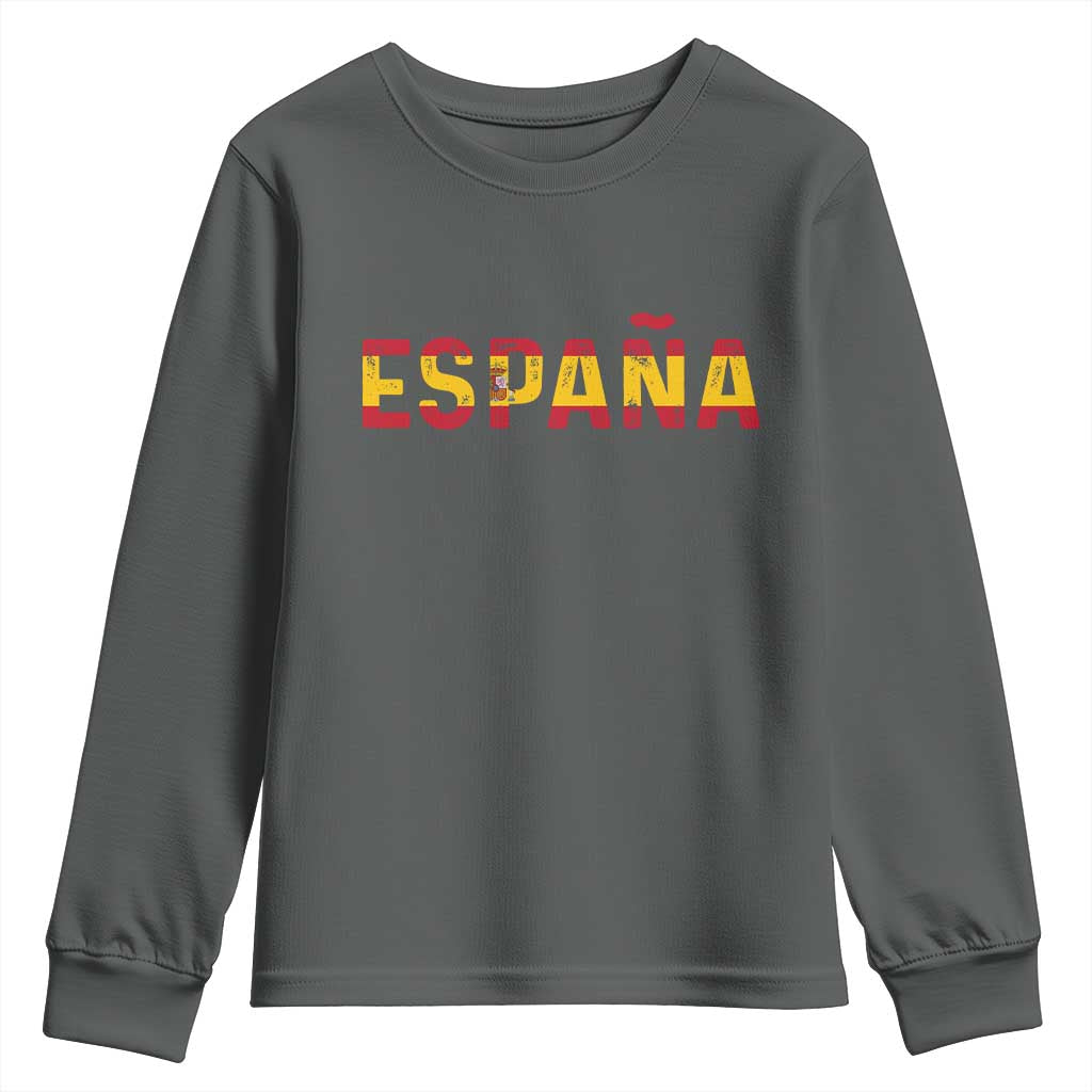 Spain Spanish Flag Espana Pride Youth Sweatshirt TS14 Dark Heather Print Your Wear