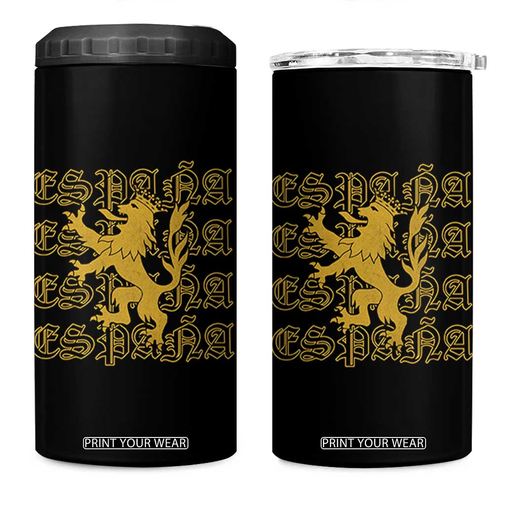 Spain Espana Heraldic Lion Pride 4 in 1 Can Cooler Tumbler TS14 One Size: 16 oz Black Print Your Wear