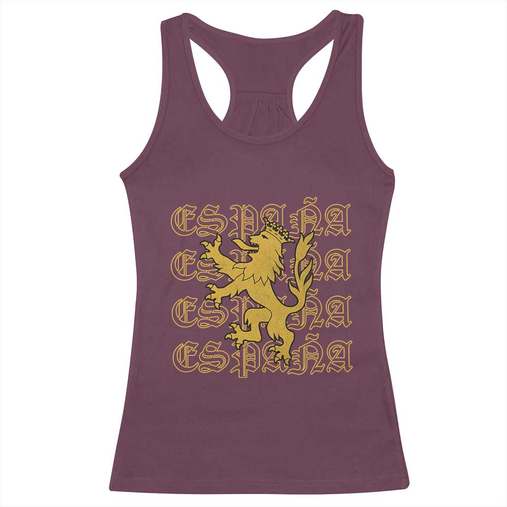 Spain Espana Heraldic Lion Pride Racerback Tank Top TS14 Maroon Print Your Wear