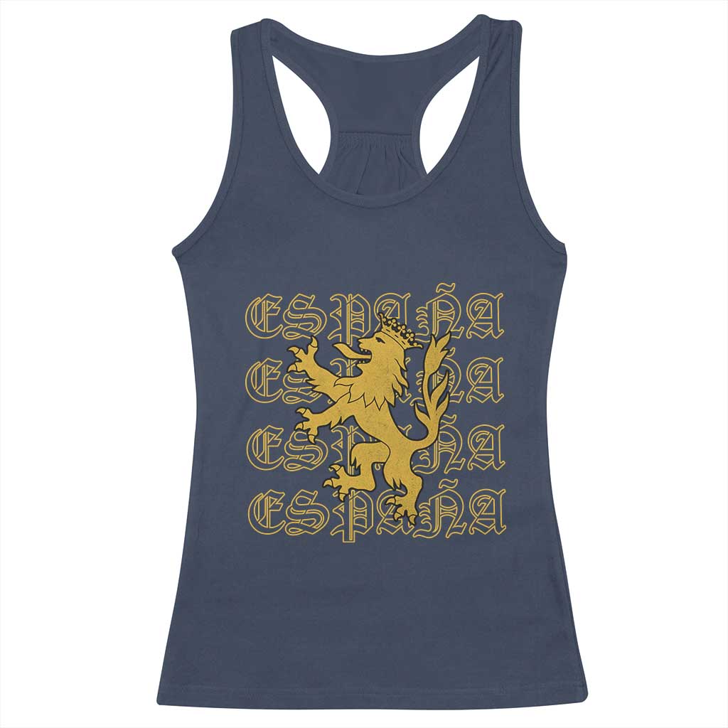 Spain Espana Heraldic Lion Pride Racerback Tank Top TS14 Navy Print Your Wear