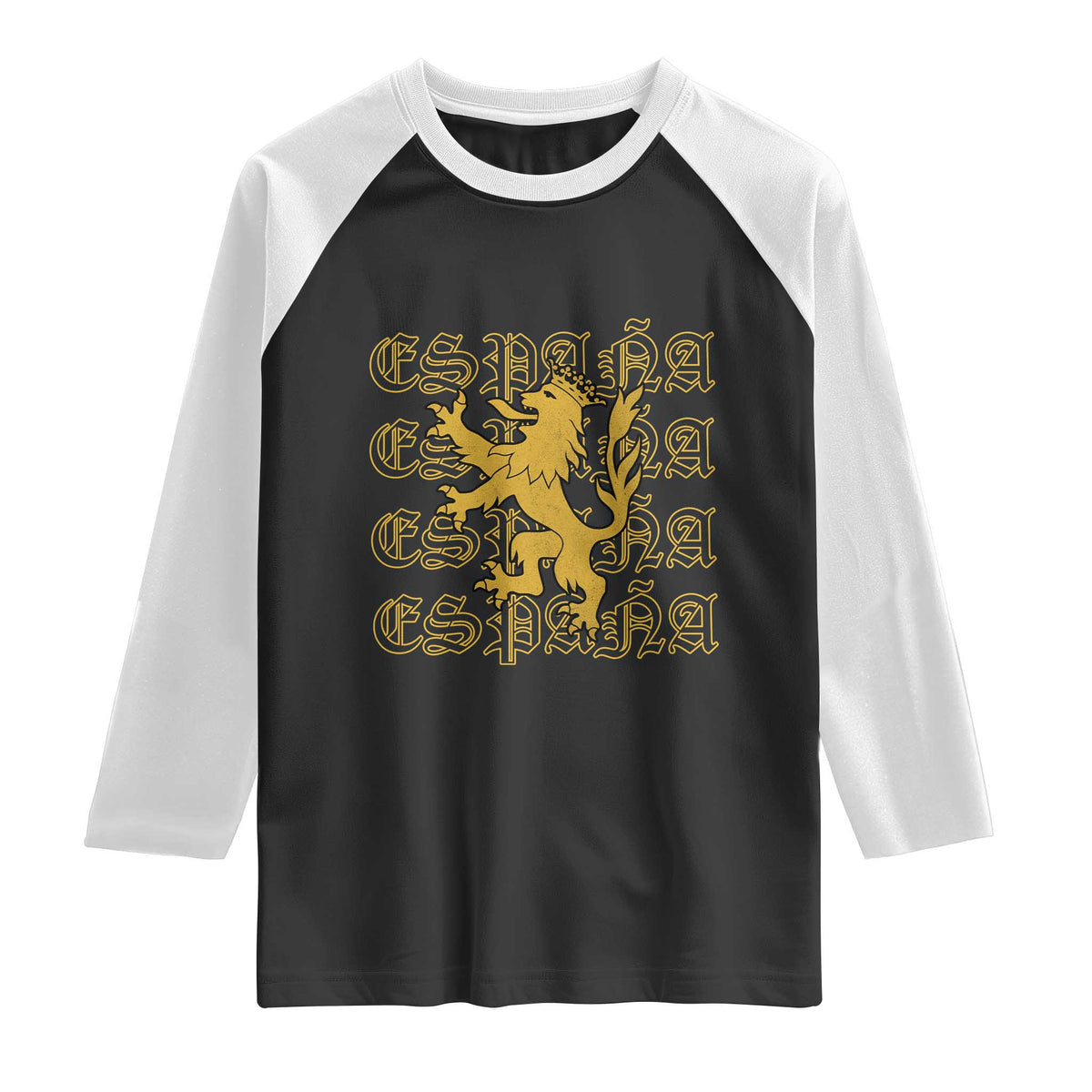 Spain Espana Heraldic Lion Pride Raglan Shirt TS14 Black White Print Your Wear