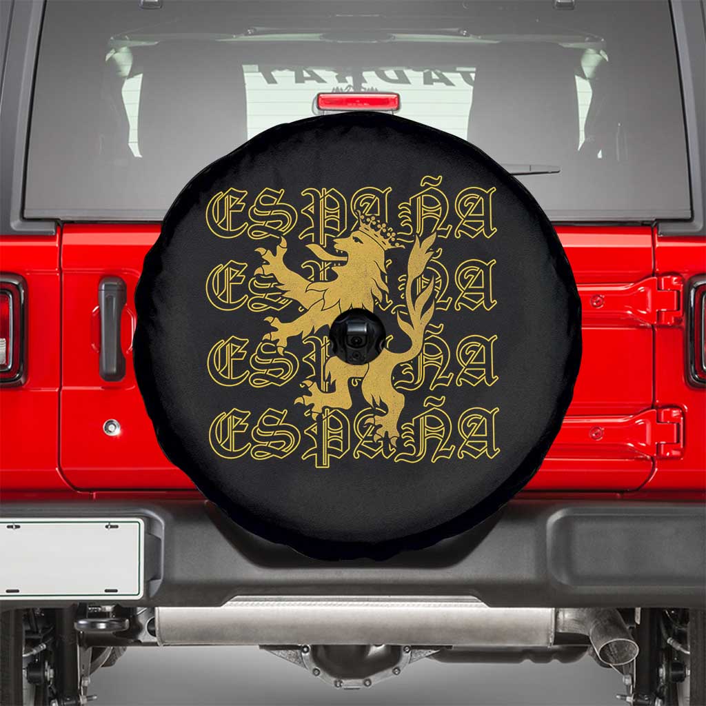 Spain Espana Heraldic Lion Pride Spare Tire Cover TS14 Black Print Your Wear