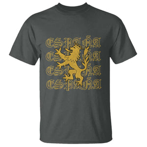 Spain Espana Heraldic Lion Pride T Shirt TS14 Dark Heather Print Your Wear