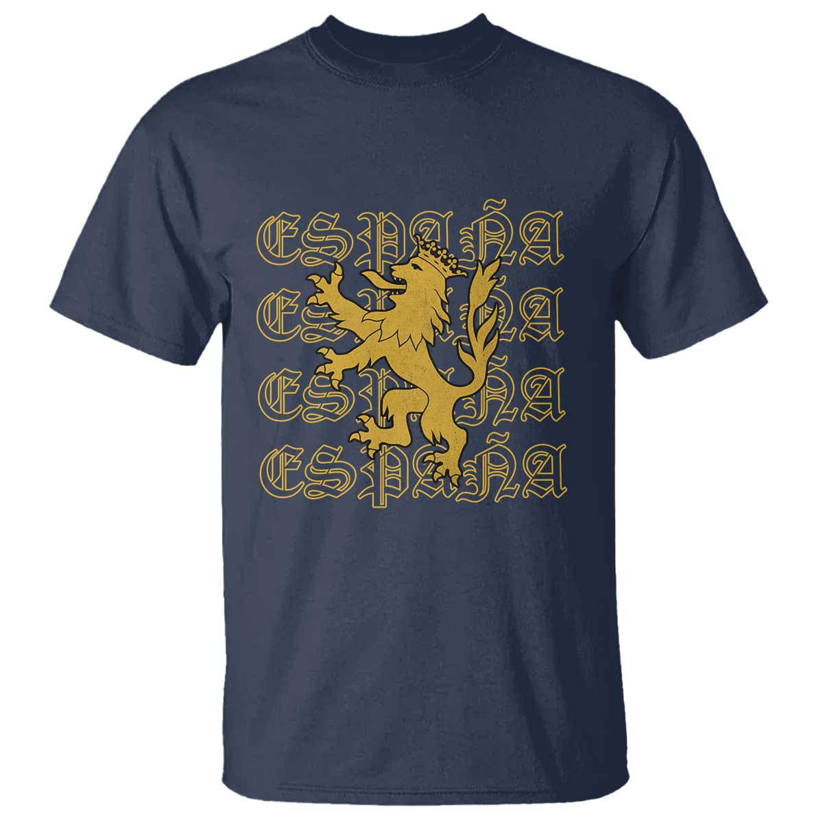 Spain Espana Heraldic Lion Pride T Shirt TS14 Navy Print Your Wear