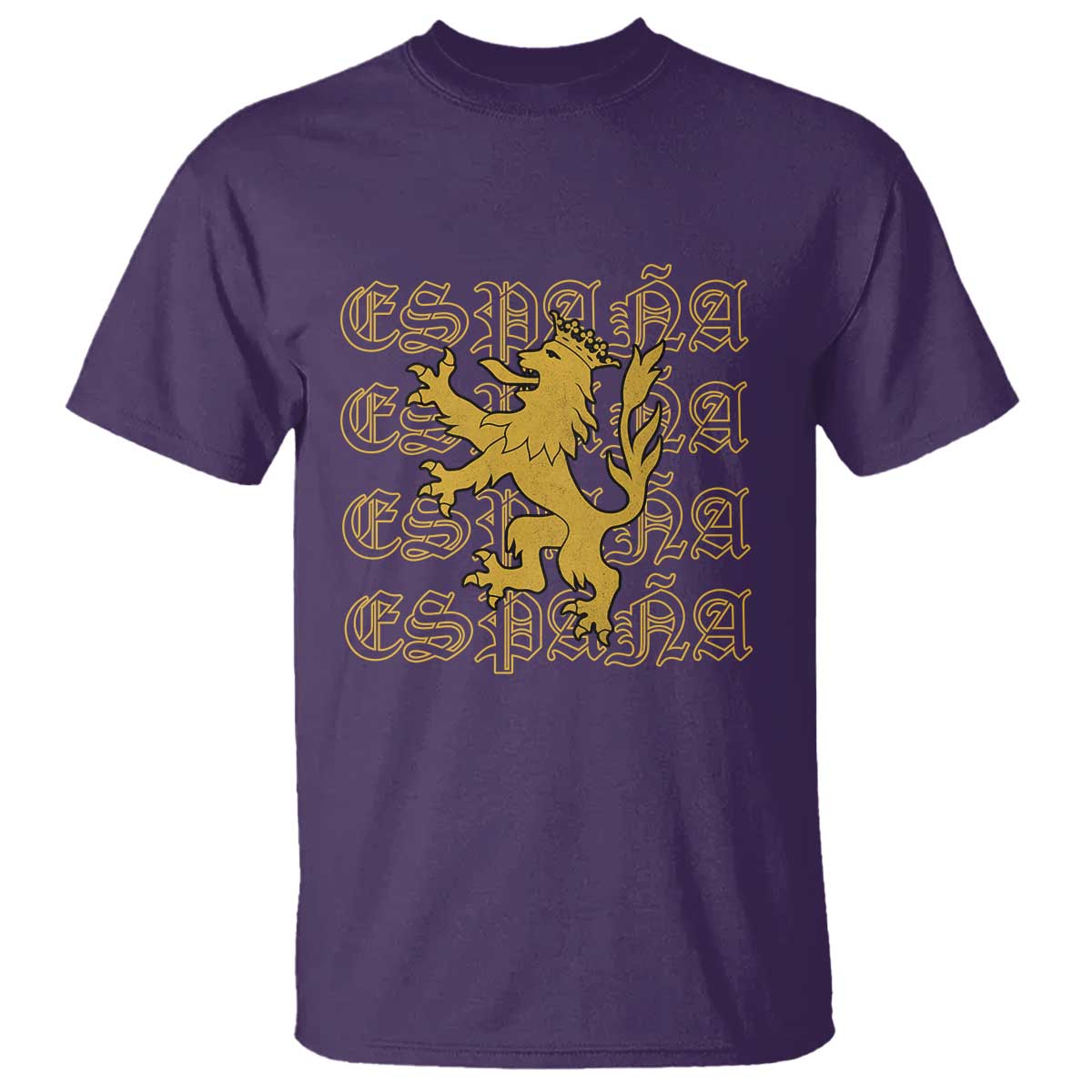 Spain Espana Heraldic Lion Pride T Shirt TS14 Purple Print Your Wear