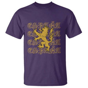 Spain Espana Heraldic Lion Pride T Shirt TS14 Purple Print Your Wear
