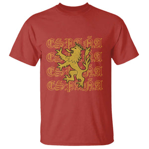 Spain Espana Heraldic Lion Pride T Shirt TS14 Red Print Your Wear