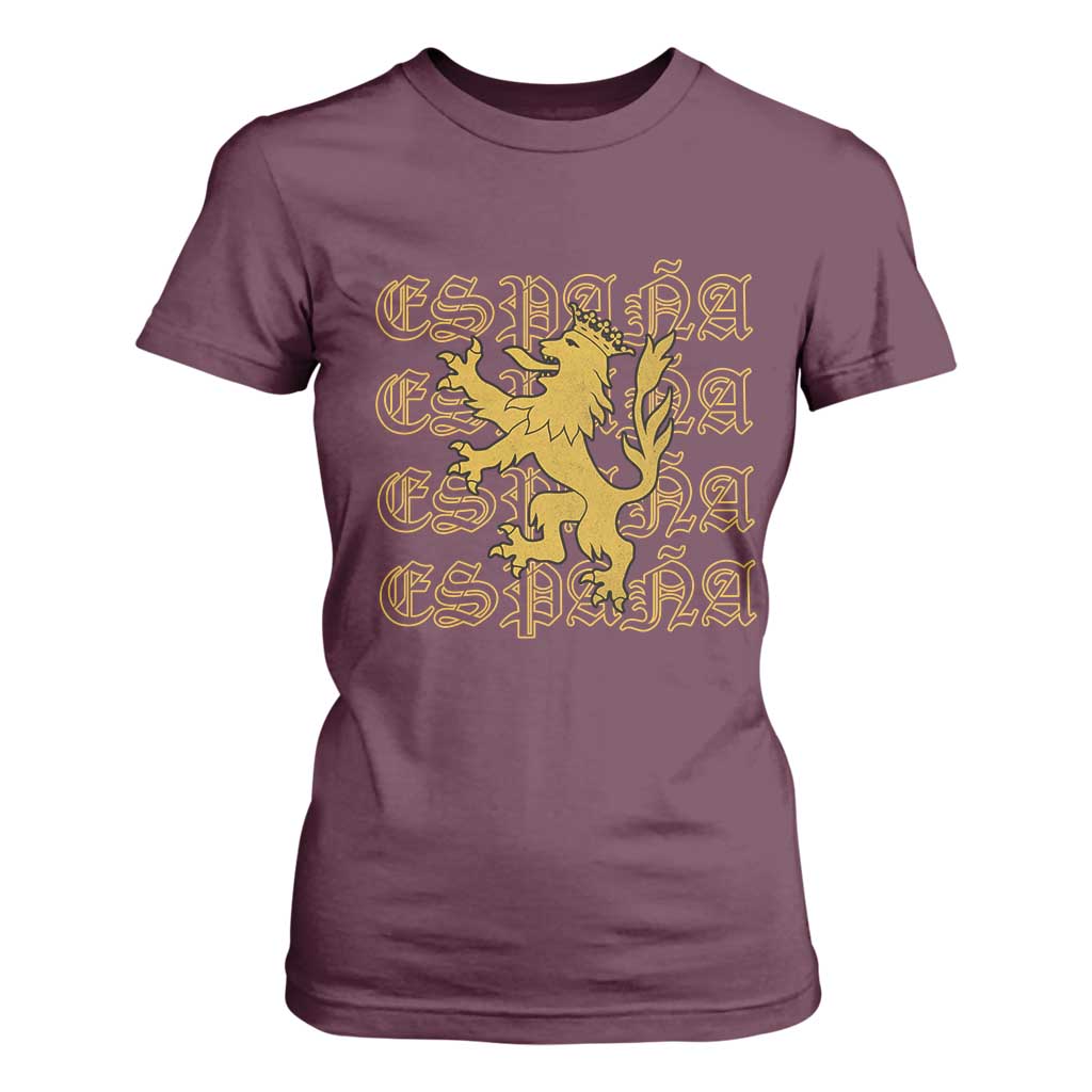 Spain Espana Heraldic Lion Pride T Shirt For Women TS14 Maroon Print Your Wear