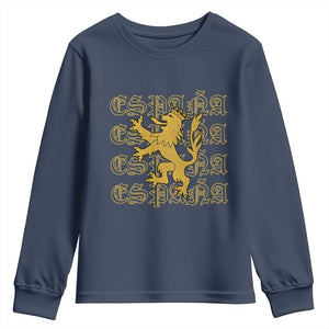 Spain Espana Heraldic Lion Pride Youth Sweatshirt TS14 Navy Print Your Wear