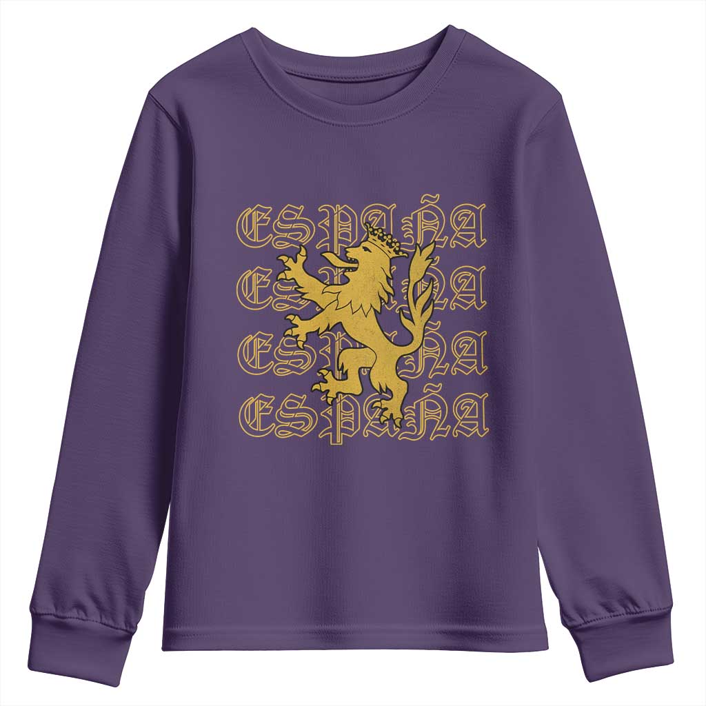 Spain Espana Heraldic Lion Pride Youth Sweatshirt TS14 Purple Print Your Wear