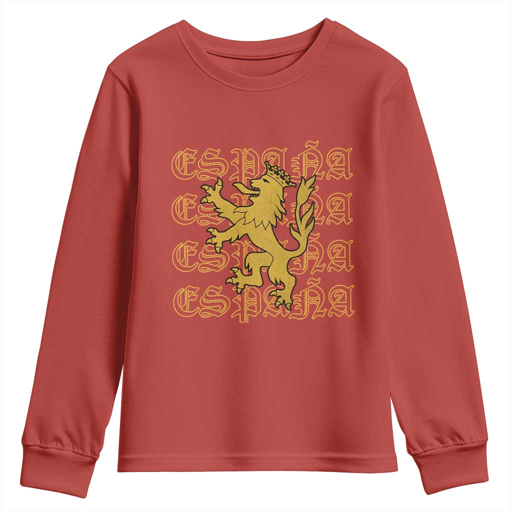Spain Espana Heraldic Lion Pride Youth Sweatshirt TS14 Red Print Your Wear