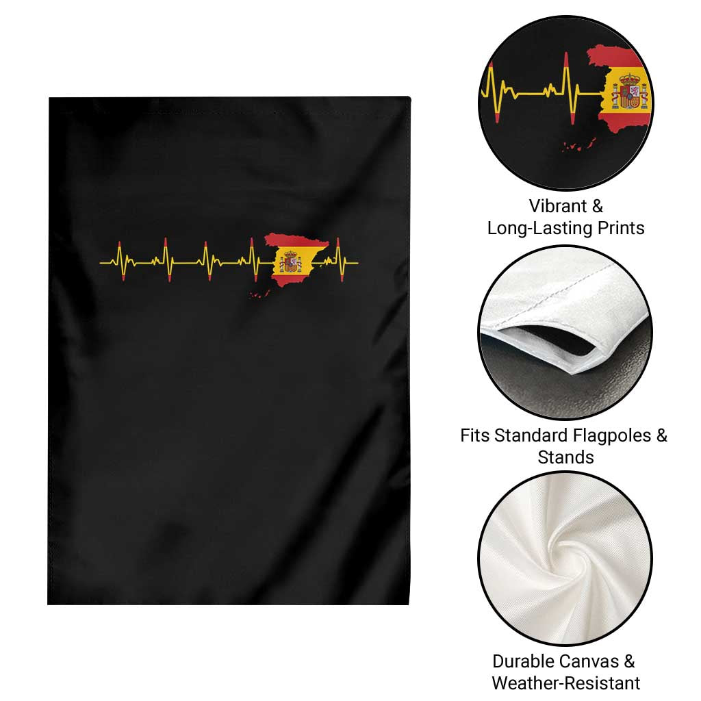 Spain Heartbeat EKG Espana Spanish Flag Map Garden Flag TS14 Print Your Wear