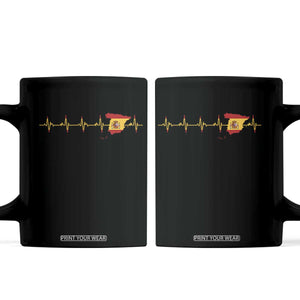 Spain Heartbeat EKG Espana Spanish Flag Map Coffee Mug TS14 Black Print Your Wear