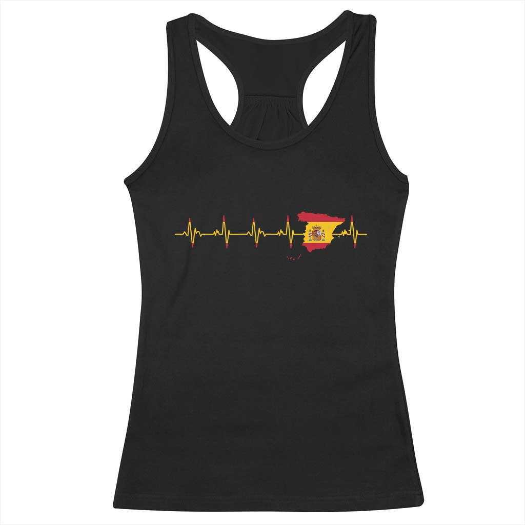 Spain Heartbeat EKG Espana Spanish Flag Map Racerback Tank Top TS14 Black Print Your Wear