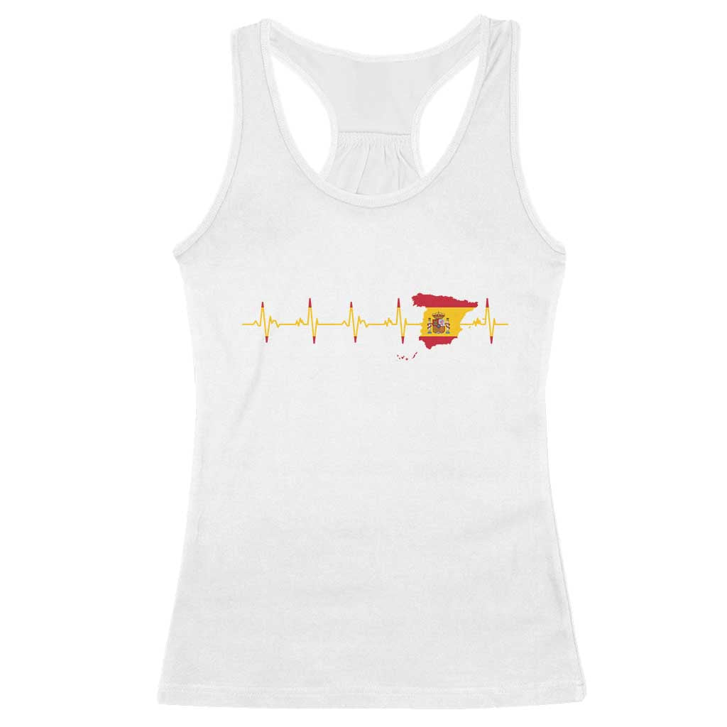 Spain Heartbeat EKG Espana Spanish Flag Map Racerback Tank Top TS14 White Print Your Wear
