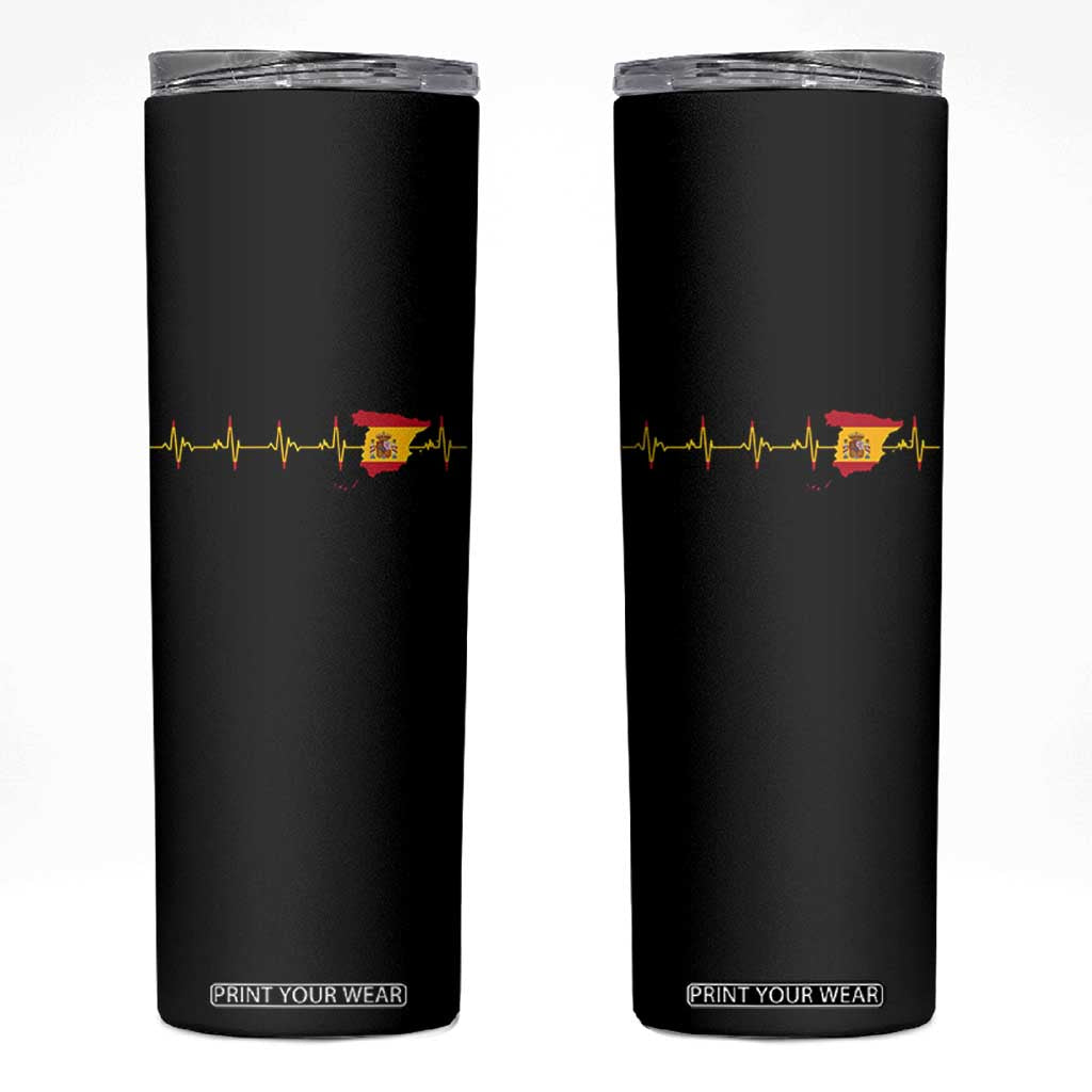 Spain Heartbeat EKG Espana Spanish Flag Map Skinny Tumbler TS14 Black Print Your Wear