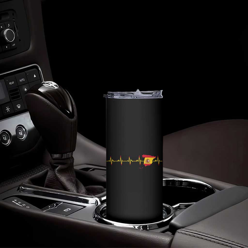 Spain Heartbeat EKG Espana Spanish Flag Map Skinny Tumbler TS14 Print Your Wear