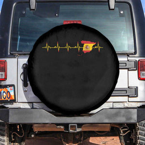 Spain Heartbeat EKG Espana Spanish Flag Map Spare Tire Cover TS14 No hole Black Print Your Wear