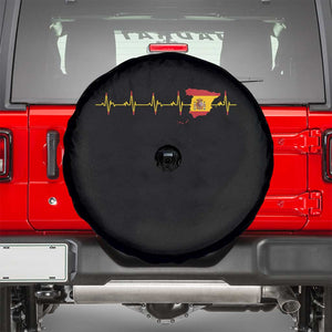 Spain Heartbeat EKG Espana Spanish Flag Map Spare Tire Cover TS14 Black Print Your Wear