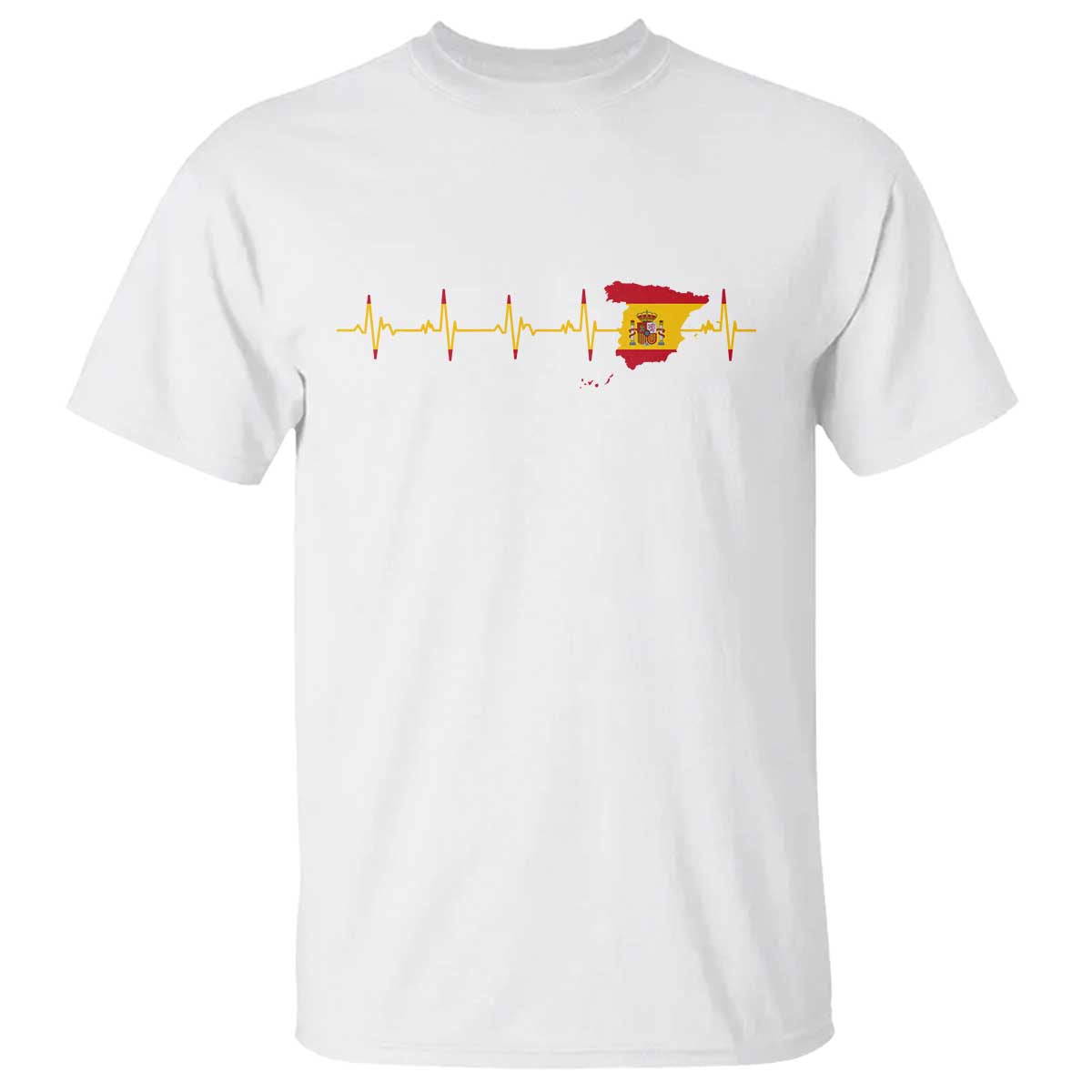Spain Heartbeat EKG Espana Spanish Flag Map T Shirt TS14 White Print Your Wear