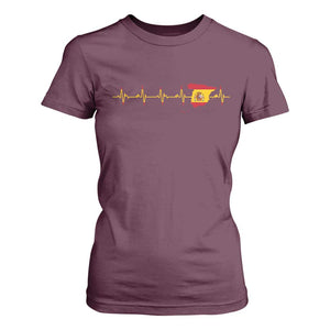 Spain Heartbeat EKG Espana Spanish Flag Map T Shirt For Women TS14 Maroon Print Your Wear