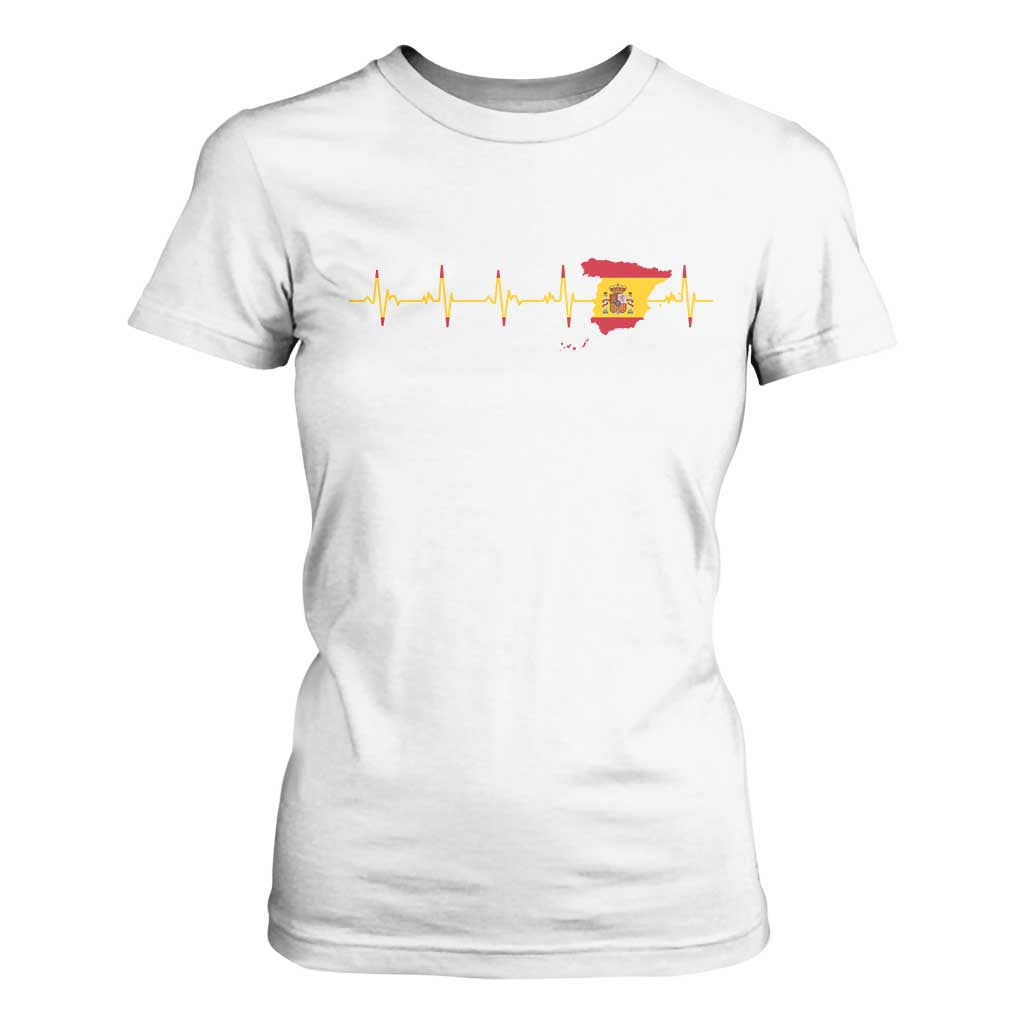 Spain Heartbeat EKG Espana Spanish Flag Map T Shirt For Women TS14 White Print Your Wear