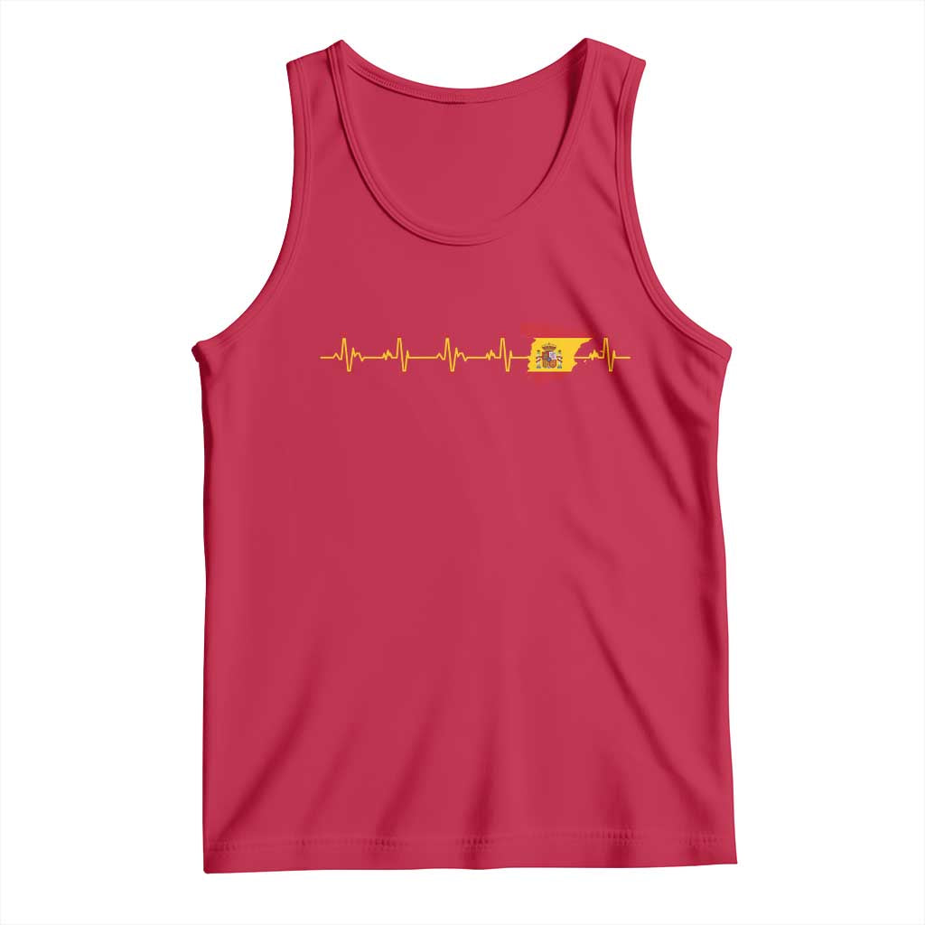 Spain Heartbeat EKG Espana Spanish Flag Map Tank Top TS14 Red Print Your Wear
