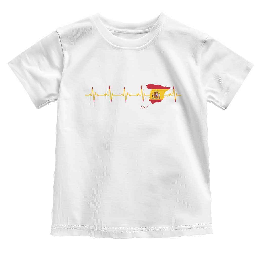 Spain Heartbeat EKG Espana Spanish Flag Map Toddler T Shirt TS14 White Print Your Wear