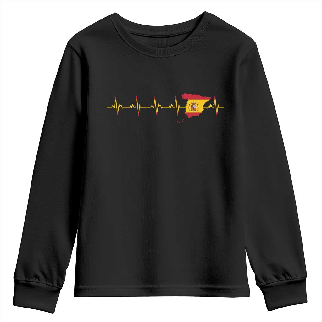 Spain Heartbeat EKG Espana Spanish Flag Map Youth Sweatshirt TS14 Black Print Your Wear