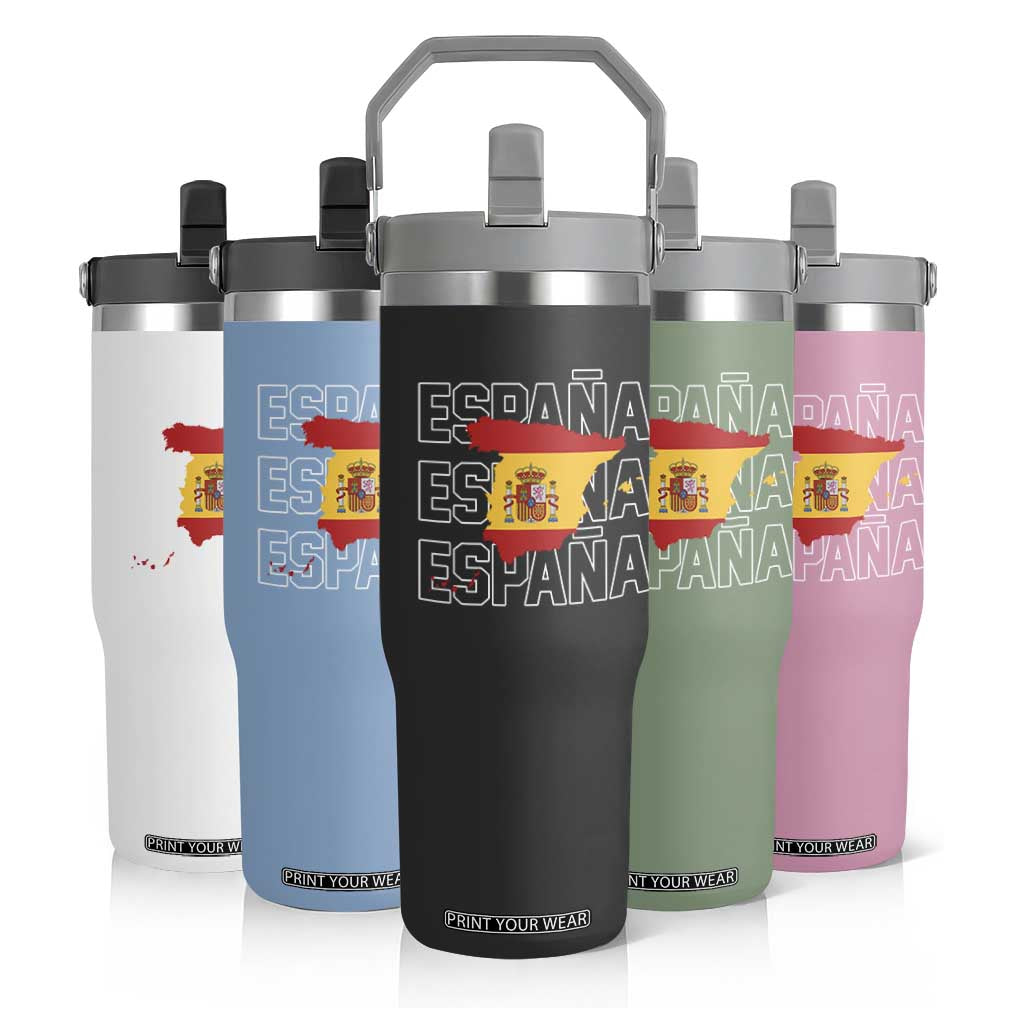 Espana Spain Map Pride Spanish Flag Flip Straw Tumbler TS14 Print Your Wear
