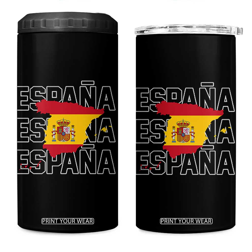 Espana Spain Map Pride Spanish Flag 4 in 1 Can Cooler Tumbler TS14 One Size: 16 oz Black Print Your Wear