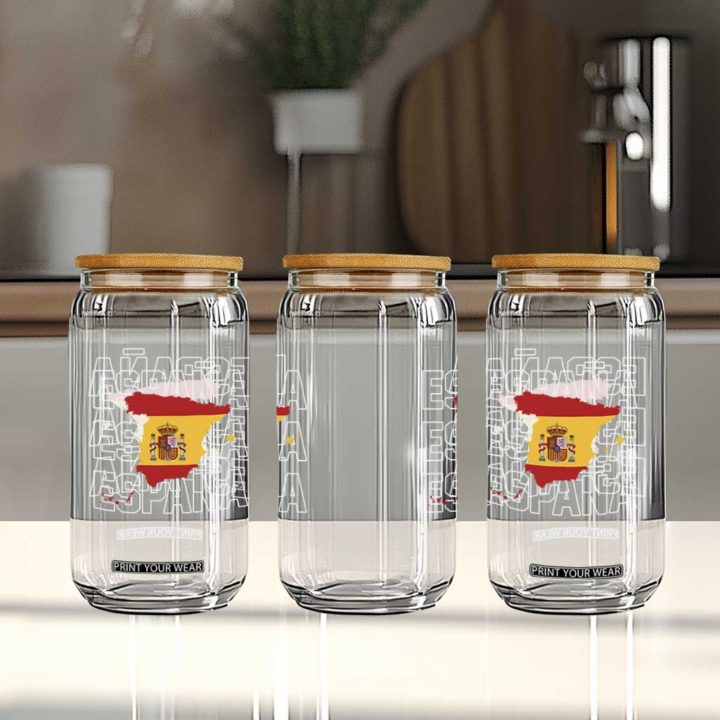 Espana Spain Map Pride Spanish Flag Glass Can TS14 Print Your Wear